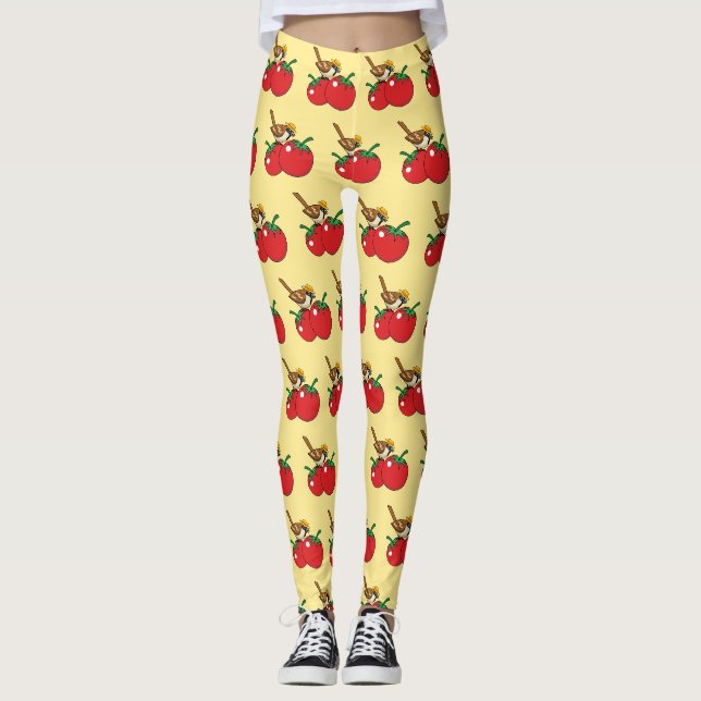 Leggings Organic lover Sparrow Eating Red Tomato (Devant)
