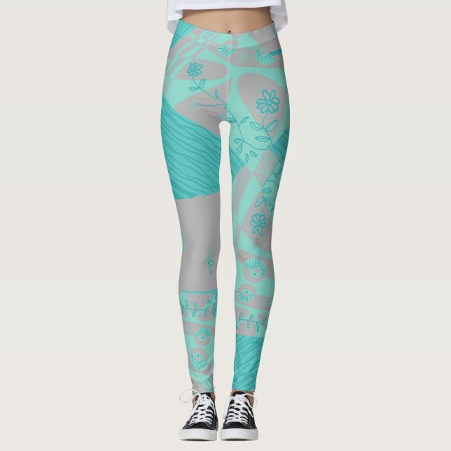 Leggings Origami Chintz (L) Dusty Blue Grey (Devant)