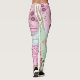Leggings Origami Chintz (L) Dusty Rose Bleu Brown Blanc