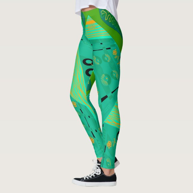 Leggings Origami Chintz (L) Jade Orange Green (Gauche)