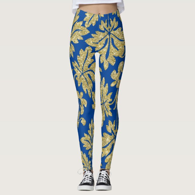 Leggings Original mignon fleurs dorées célébration motif (Devant)
