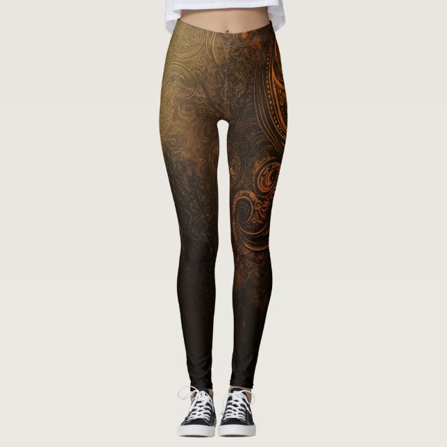 Leggings 🖤 Ornamental Dark Gold Pattern - Luxurious & Intr (Devant)