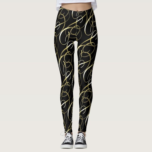 Leggings Ornat Gold Swashes sur n'importe quelle couleur (Devant)