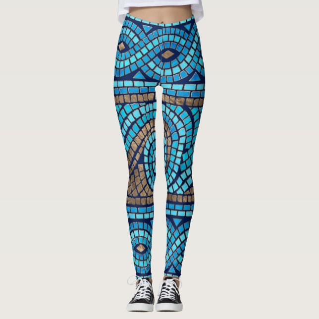 Leggings Ornement de mosaïque grecque (Devant)
