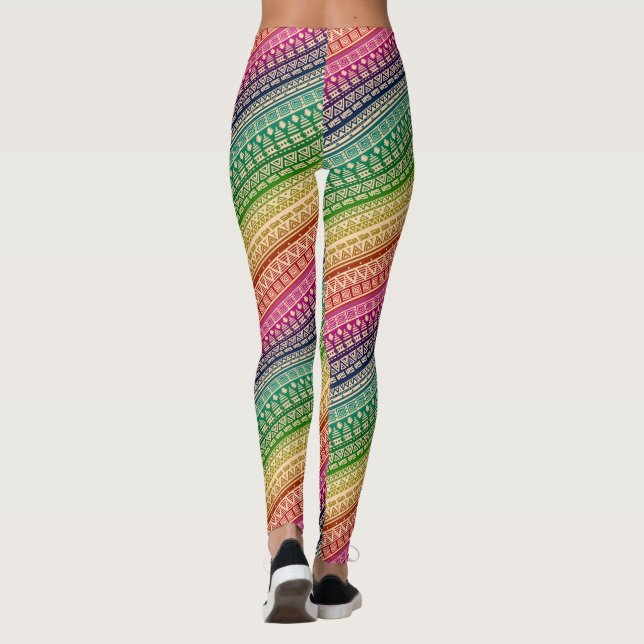 Leggings Ornement ethnique, arc en ciel (Dos)