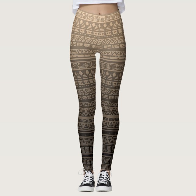Leggings Ornement ethnique Brown (Devant)