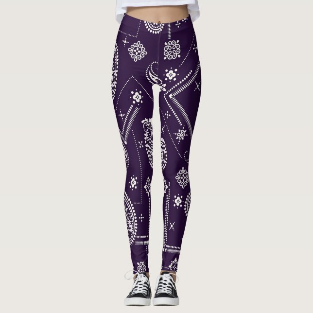 Leggings Ornement Paisley Bandana Motif d'impression (Devant)