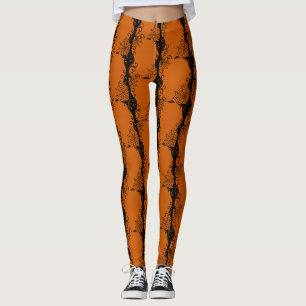 Leggings Ornement Spiderweb Orange Orange Black halloween