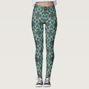 Leggings Ornement vert-turquoise