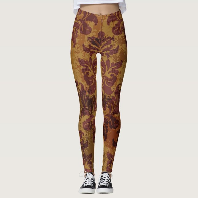 Leggings Ornement vintage, texture rococo baroque. (Devant)
