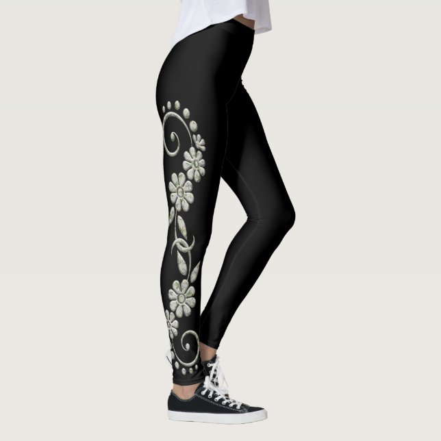 Leggings ornementaux blancs et noirs (Droite)