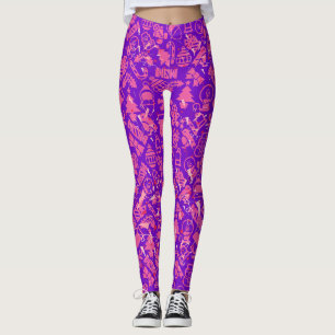 Leggings Ornements de Noël motif.rose.07 B Violet BG