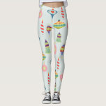 Leggings Ornements de Noël rétro | Mid Century Moderne<br><div class="desc">Ornements rétro de l'ère atomique | Moderne du milieu du siècle. Vintage pastel ornement de Noël répétition motif</div>