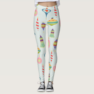 Leggings Ornements de Noël Rétro Moderne du milieu du 20e