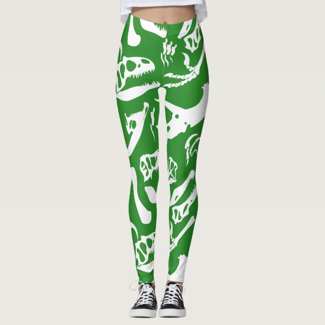 Leggings Os de dinosaure (vert) (Devant)
