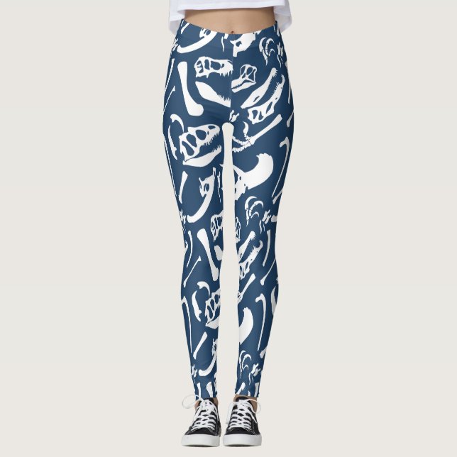Leggings Os de dinosaures (Bleu) (Devant)