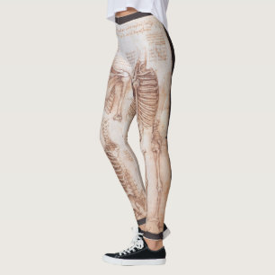 Leggings Os de squelette de Léonard de Vinci, anatomie huma