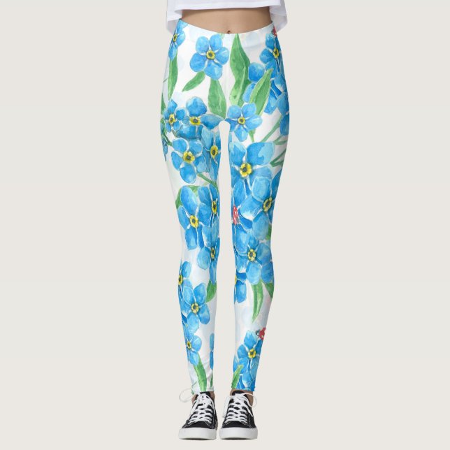 Leggings Oublie-moi pas un motif sans soudure (Devant)