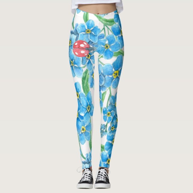Leggings Oubliez-moi un motif floral sans couture (Devant)