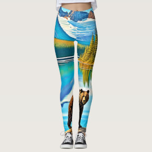 Leggings Ours de montagne : Art de la réflexion sur le lac