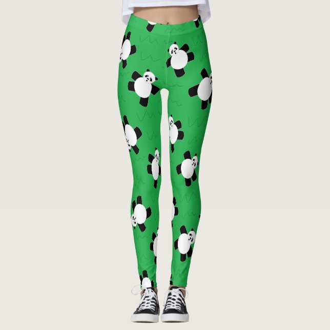 Leggings Ours de panda allongé sur l'herbe (Devant)