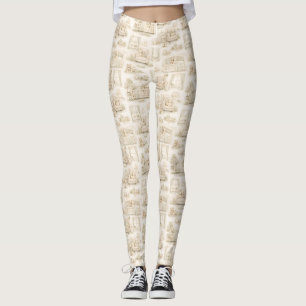 Leggings Ours en peluche de la nurserie neutre beige motif