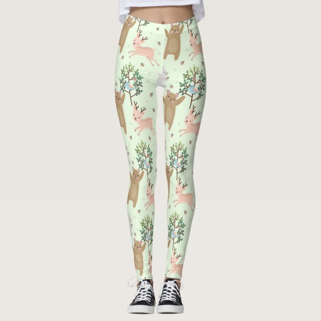 Leggings Ours et cerfs en Motif forestier (Devant)