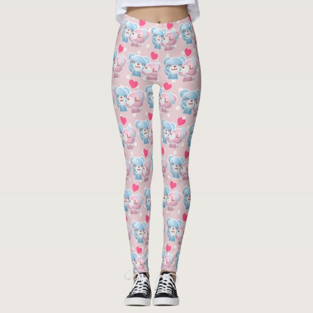 Leggings Ours KIssing sur Cute Pois et Kawaii (Devant)