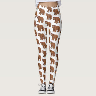 Leggings Ours mignon avec dessin animé sur les fleurs