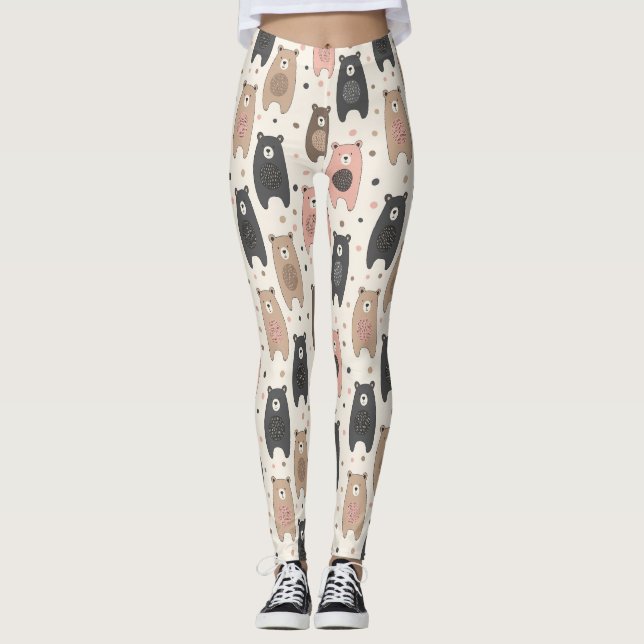 Leggings Ours mignon - Douce forêt de bois pastel (1) (Devant)
