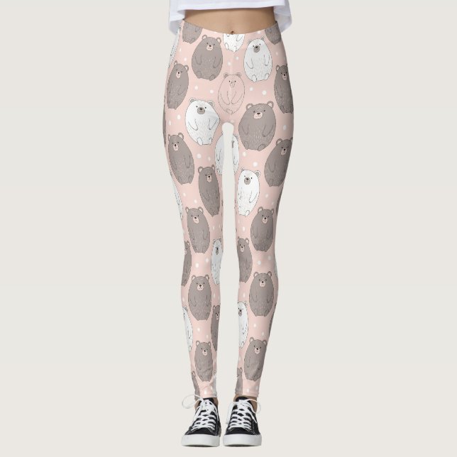 Leggings Ours mignon - Douce forêt de bois pastel (2) (Devant)