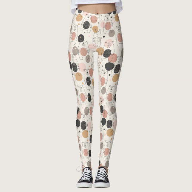 Leggings Ours mignon - Douce forêt de bois pastel (3) (Devant)