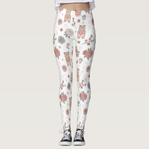 Leggings Ours mignon et cœurs -- Nurserie pastel (12)