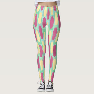 Leggings Ovales jaune et rose