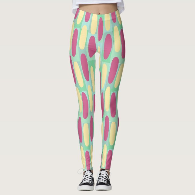 Leggings Ovales jaune et rose (Devant)