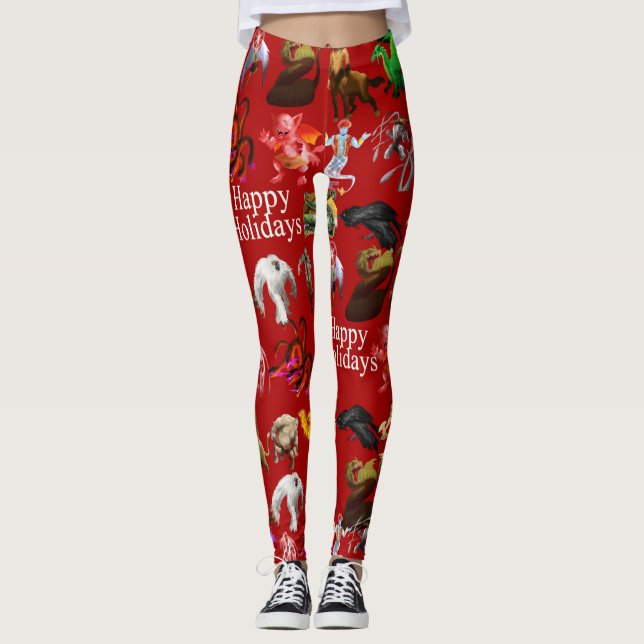 Leggings P est pour Phoenix Christmas Leggings(Red) (Devant)