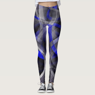 Leggings Pa Royal Blue et Gris Groovy des Années 80 à Ligne