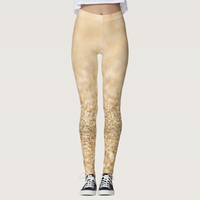 Leggings pailleté de lumière or champagne (Devant)