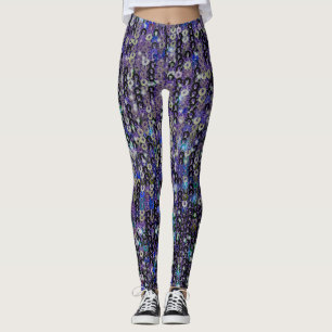 Leggings Paillettes bleu violet   débardeur motif étincelan