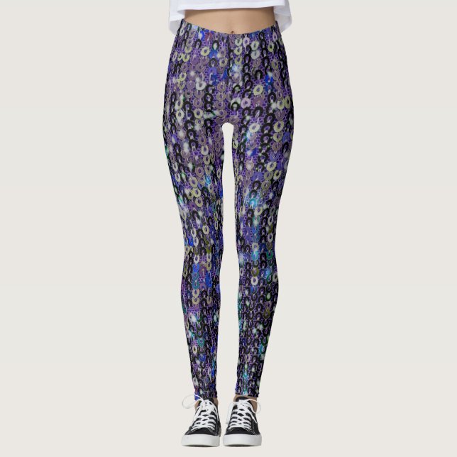 Leggings Paillettes bleu violet | débardeur motif étincelan (Devant)