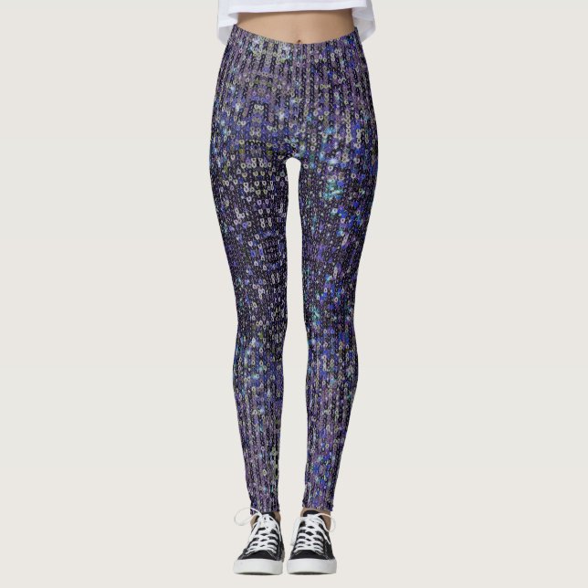 Leggings Paillettes bleu violet | motif étincelant   (Devant)