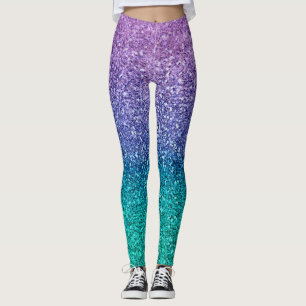 Leggings Paillettes de lavande violet et sarcelle vert aqua