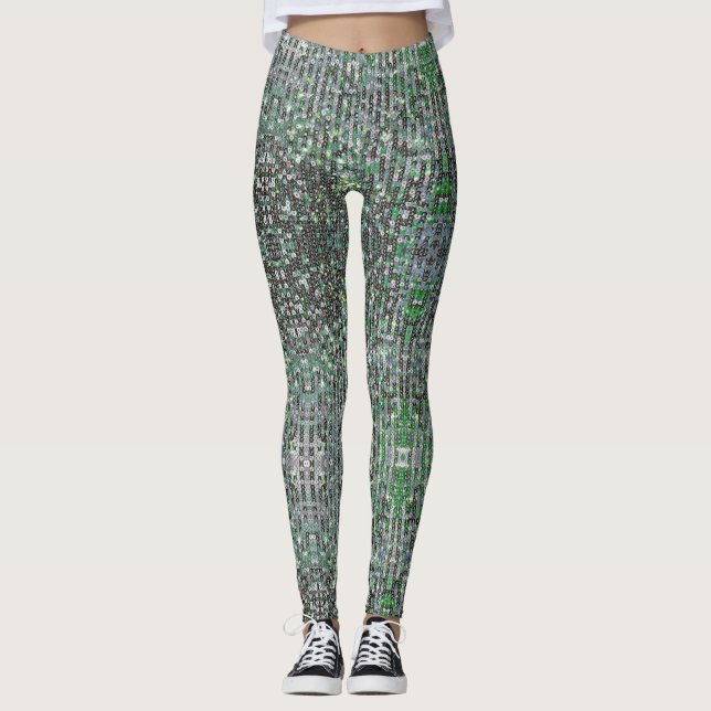 Leggings Paillettes de parties scintillant émeraude vert (Devant)