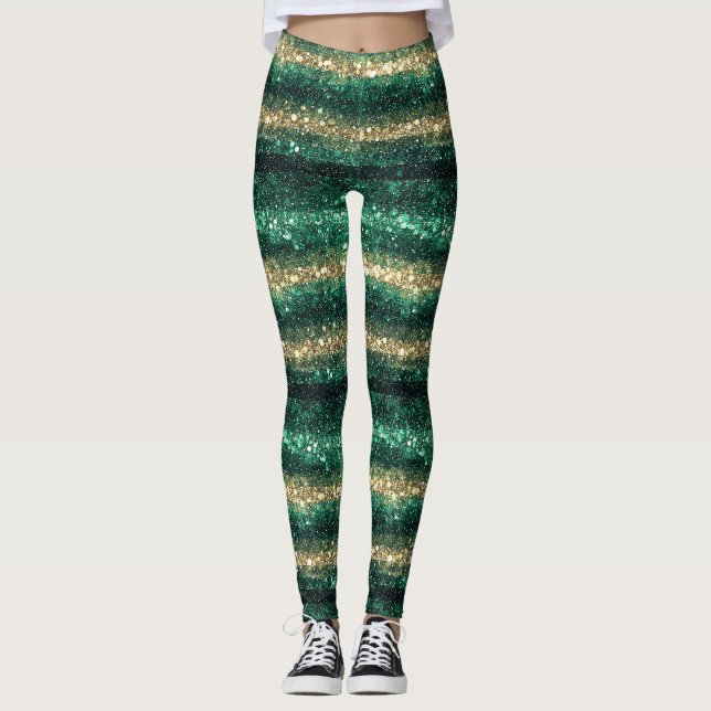 Leggings Paillettes de Saint-Patrick vert oré brillant (Devant)