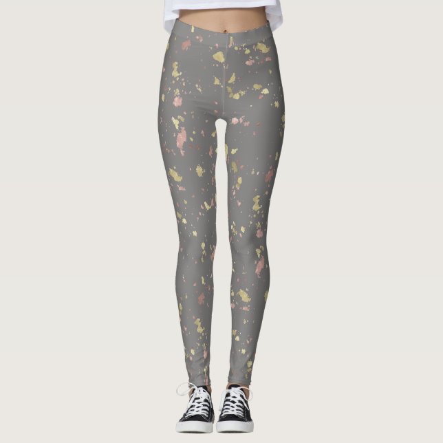 Leggings Paillettes d'or mat et de rose dorée Gris foncé ch (Devant)