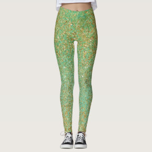 Leggings Paillettes dorées et Aqua Glam sarcelle scintillan