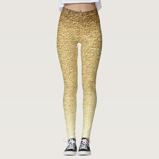 Leggings Paillettes dorées féminines et mignonnes (Devant)