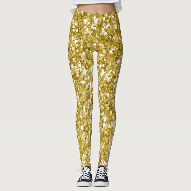 Leggings Paillettes dorées glamour (Devant)