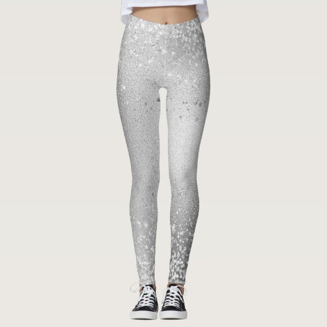 Leggings Paillettes Grises Brillantes (Devant)