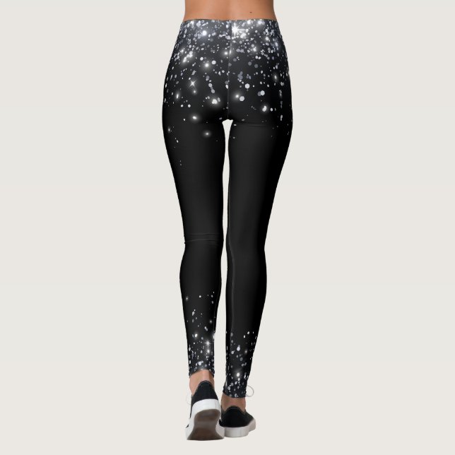 Leggings  Paillettes noires et argentées modernes  (Dos)
